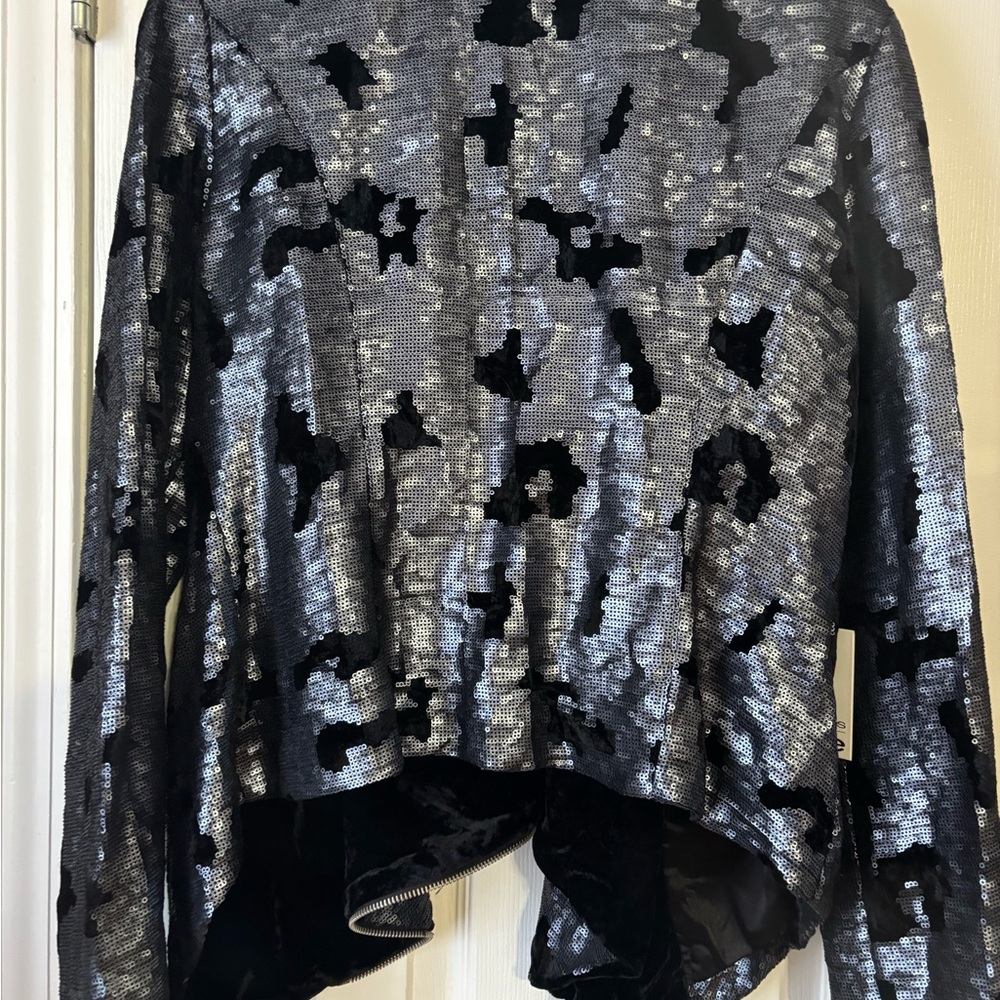 Velvet Drape Sequence Jacket Size Large - image 4